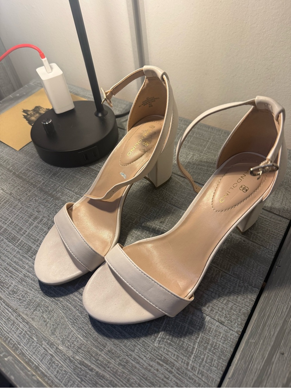 Bandolino white Block Heel Ankle Strap Sandals